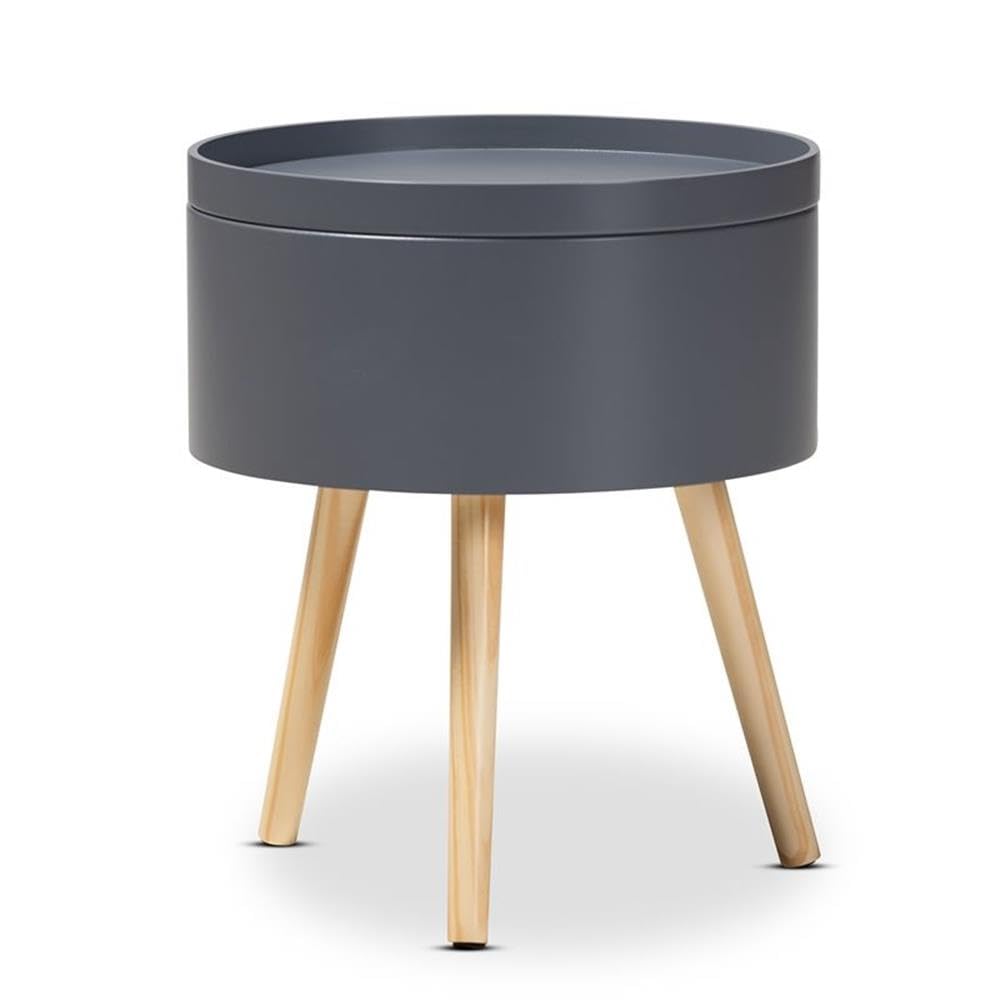 Baxton Studio Jessen 15' Gray Wood Removable Top Modern Nightstand